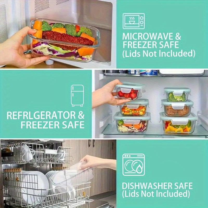 Lot de 8 récipients de conservation en verre avec couvercles – Boîtes de préparation de repas hermétiques en verre borosilicaté, compatibles four, micro-ondes et lave-vaisselle, rangement de cuisine empilable pour restes et déjeuners