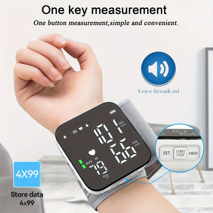 Tensiomètre au poignet numérique automatique – Grand écran LCD, fréquence cardiaque, détection de l'arythmie, portable pour usage domestique, seniors et adultes