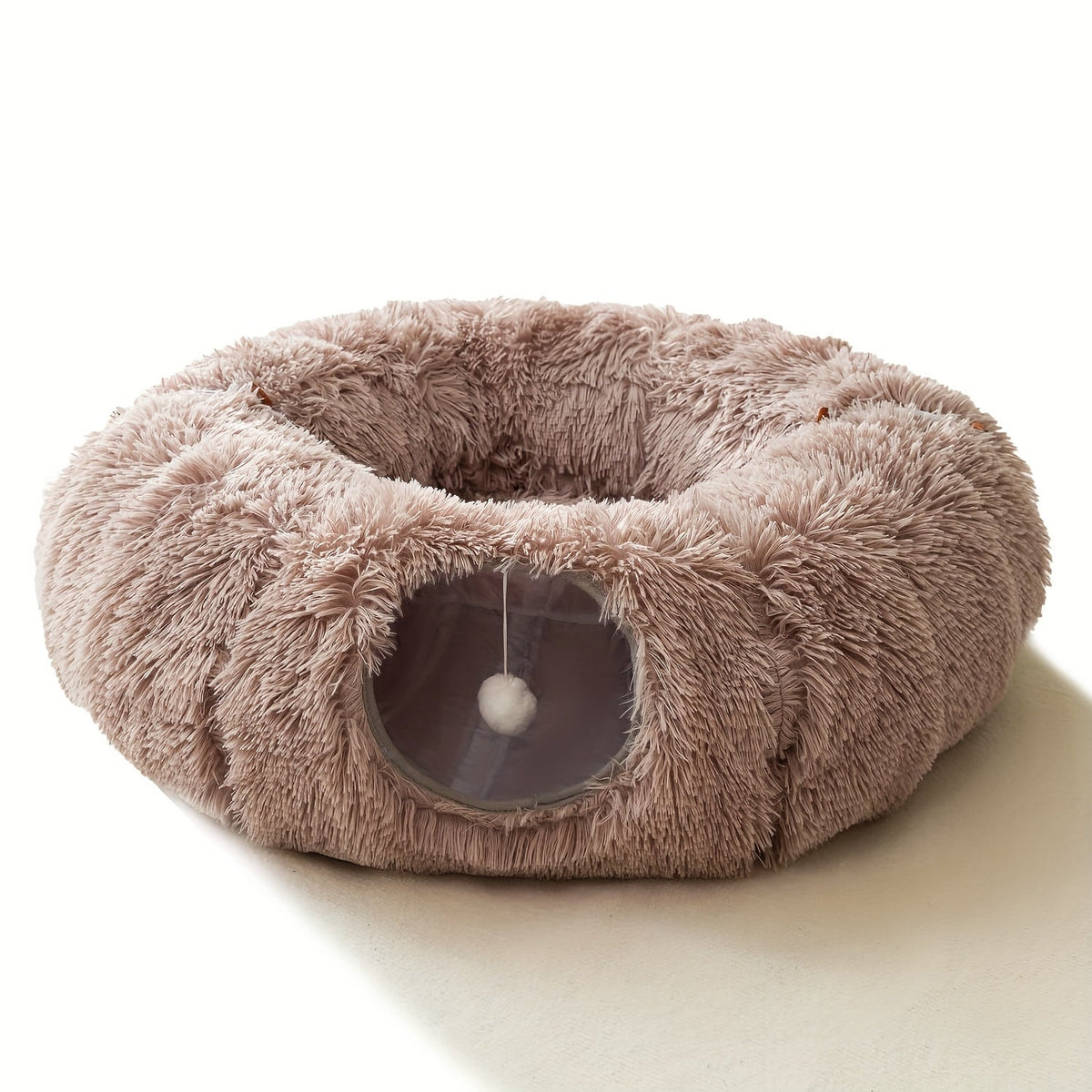 Tunnel pour chat avec lit et trou d'observation – Jouet d'intérieur en peluche douce, cachette multifonctionnelle et parc d'attractions pour chats, chatons et lapins, inclut un foulard pour animal de compagnie, tailles petit, moyen et grand