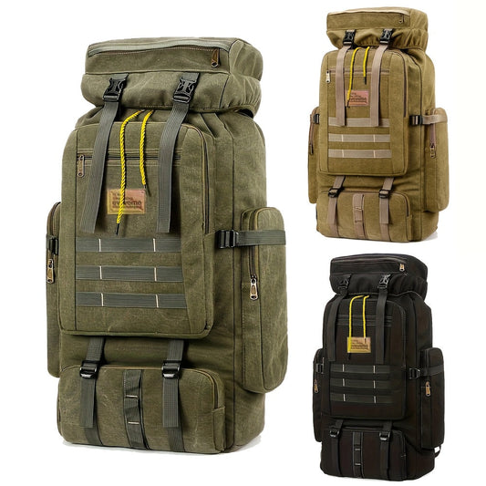 90L Hiking Backpack Large Capacity Camping Mountaineering Pack – Wear-Resistant Waterproof Multi-Day Trekking Rucksack for Men & Women, Outdoor Travel Bag, Green Khaki Black