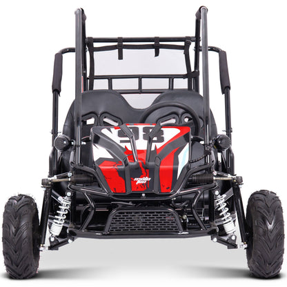 Go-kart électrique biplace MotoTec Mud XL 60V 2000W – Suspension intégrale, harnais 4 points, haut-parleurs Bluetooth, capacité de 181 kg (400 lb), marche avant et arrière, go-kart tout-terrain pour enfants et famille