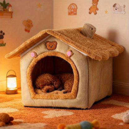 Niche douillette pour petits chiens - Lit panier en peluche épaisse et chaude pour l'hiver, idéal pour Teddy, Chihuahua, Spitz nain, Bichon, Schnauzer, Bouledogue, nid de sommeil confortable pour intérieur