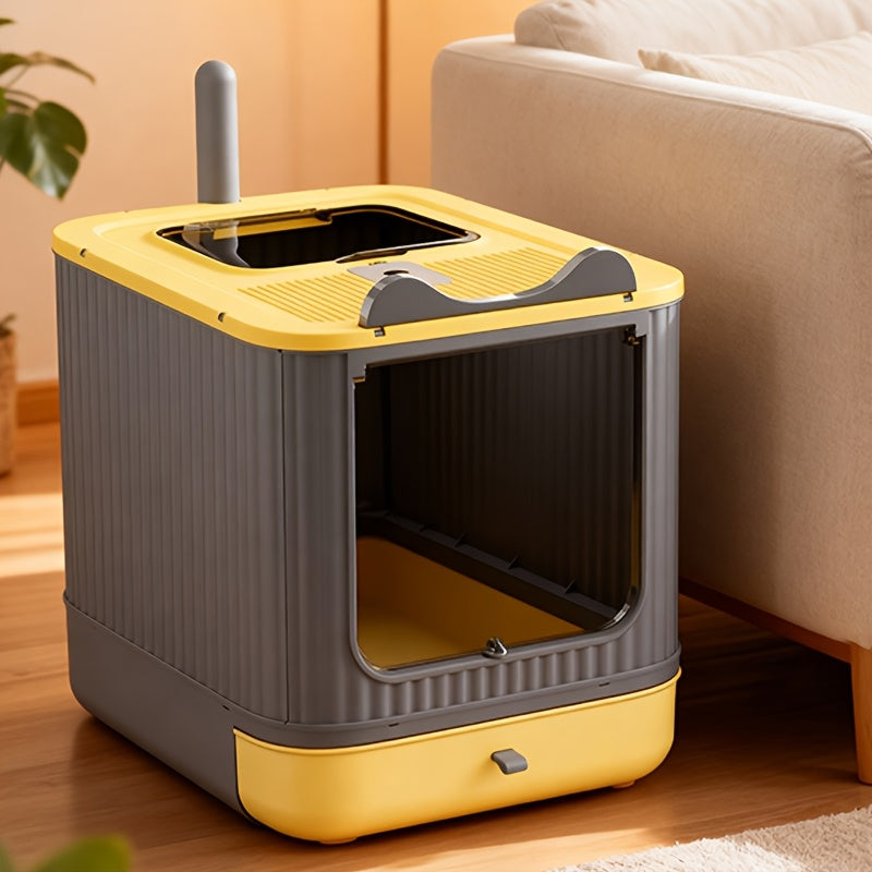 Grande litière fermée pour chat avec couvercle - Conception couverte pour le contrôle des odeurs et une grande intimité, toilette pour chat moderne et facile à nettoyer pour plusieurs chats, inclut des sacs poubelle, meuble litière pour chat extra large