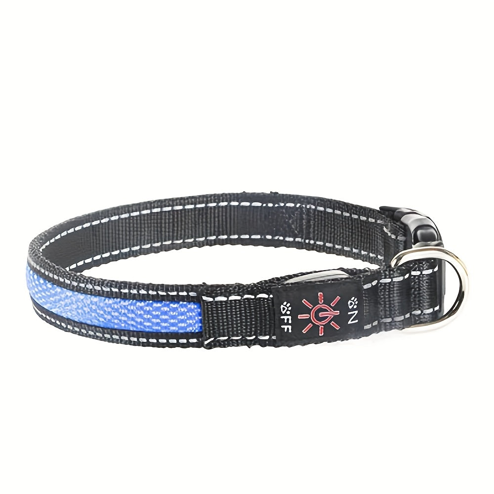 Collier pour chien à LED rechargeable par USB en maille souple – Collier de sécurité lumineux réglable pour chiens de petite, moyenne et grande taille, 5 couleurs bleu vert rose rouge jaune, tailles XS à XL pour les promenades nocturnes