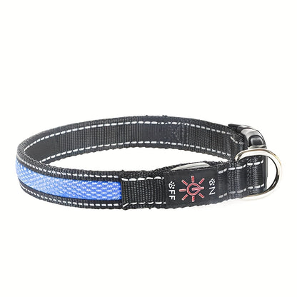 Collier pour chien à LED rechargeable par USB en maille souple – Collier de sécurité lumineux réglable pour chiens de petite, moyenne et grande taille, 5 couleurs bleu vert rose rouge jaune, tailles XS à XL pour les promenades nocturnes