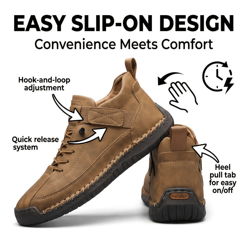 Bottines sans lacets pour hommes, mocassins mi-hauts légers, semelle amortissante antidérapante pour la marche, la conduite, le bureau décontracté, semi-formel, printemps, automne, UE 34,5-48