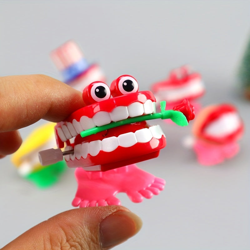 Lot de 5 jouets à remonter « dents marcheuses » avec yeux et pieds rigolos, cadeau fantaisie pour Halloween, Noël ou décoration de bureau – Style et couleur aléatoires
