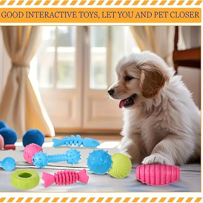 Ensemble de 6 jouets à mâcher pour chien - Jouets résistants aux morsures et à l'usure pour le nettoyage des dents et le lien affectif, jouets interactifs pour chiots et chiens adultes, styles assortis aléatoires