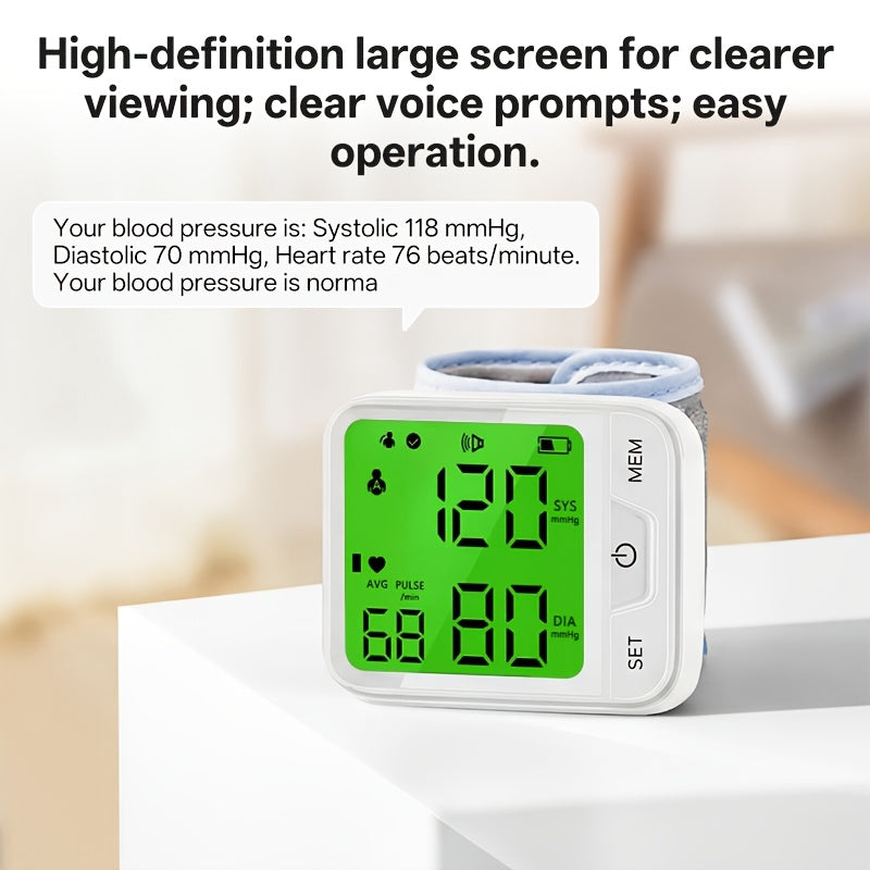 Tensiomètre au poignet numérique automatique – Grand écran LCD, fréquence cardiaque, détection de l'arythmie, portable pour usage domestique, seniors et adultes