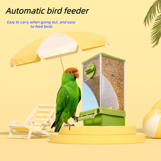 Mangeoire automatique anti-gaspillage pour oiseaux avec séparateur de coquilles – Distributeur de nourriture suspendu tout-en-un sans pile pour calopsittes, perruches et inséparables – Avec protection anti-éclaboussures, 1 pièce