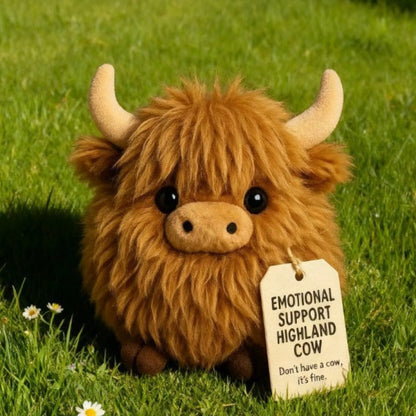 Jouet pour chien en peluche vache écossaise mignonne – Jouet à mâcher rond et duveteux en forme d'animal pour chiens et chats, peluche douce et couineuse pour soulager l'anxiété, jeu interactif et mastication pour chiots et petits animaux