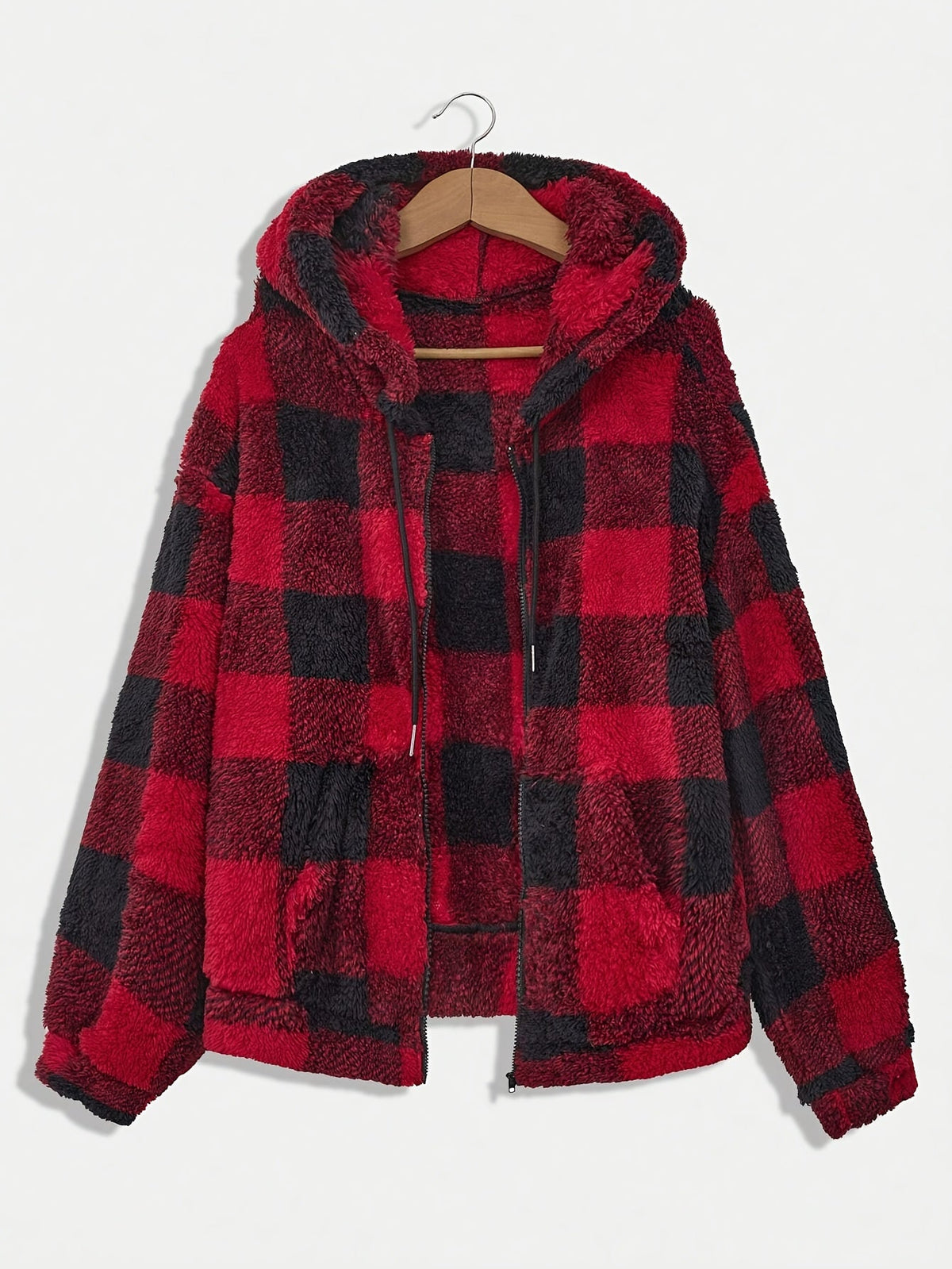 Sweat-shirt à carreaux en polaire pour femme, pull décontracté à manches longues, haut doux et chaud, mode automne-hiver, noir, kaki, rouge, vert, jaune XS S M L XL