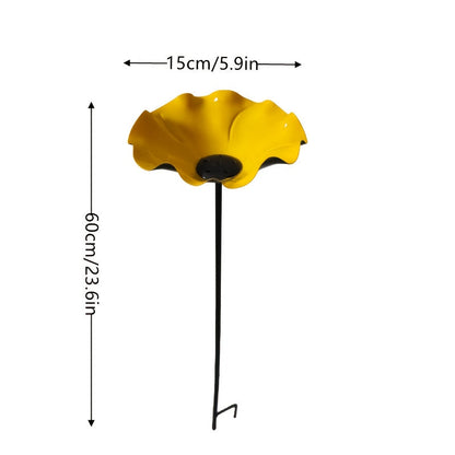 Metal Flower Bird Bath for Garden - Decorative Floral Bird Bath and Pollinating Insect Watering Station for Flower Beds Lawn Edges Garden Borders and Planters, Outdoor Garden Decor in 4 Colors