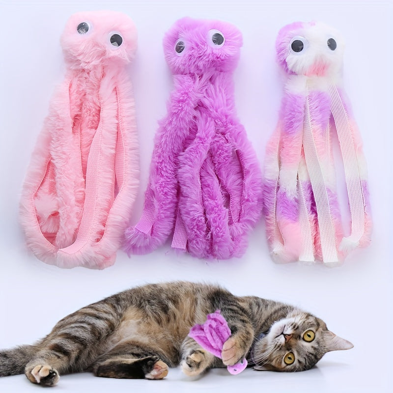 Jouet pour chat pieuvre mignon – Peluche à mâcher résistante aux morsures pour chats et chatons, jouet interactif pour le nettoyage des dents pour jeu en intérieur, peluche douce avec herbe à chat