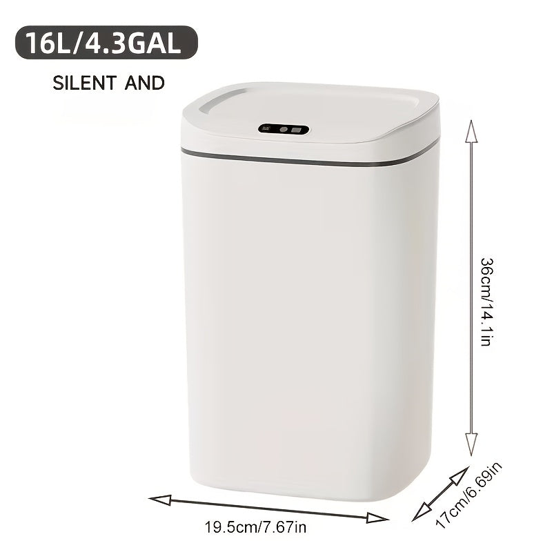Poubelle intelligente à induction avec couvercle hermétique et technologie anti-odeurs, interrupteur tactile, capteur automatique mains libres, facile à nettoyer pour bureau, salle de bain, chambre et cuisine