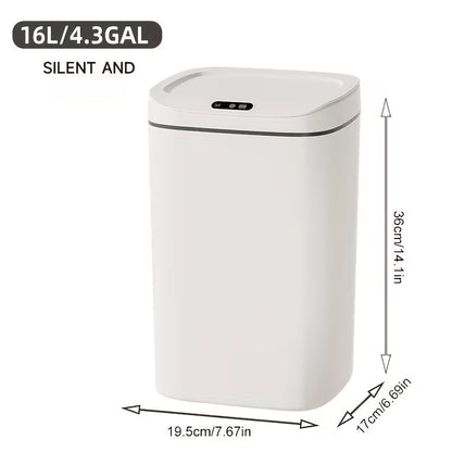Poubelle intelligente à induction avec couvercle hermétique et technologie anti-odeurs, interrupteur tactile, capteur automatique mains libres, facile à nettoyer pour bureau, salle de bain, chambre et cuisine