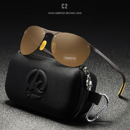 Lunettes de soleil polarisées photochromiques KDEAM pour hommes et femmes – Monture ovale sans bord en TR90 léger, verres TAC à assombrissement automatique, protection UV400, finition miroir, étui rigide et chiffon inclus