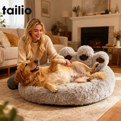 Panier pour animaux en forme de patte d'ours, peluche douce et chaude, lit douillet façon canapé rembourré pour chiens et chats, 6 couleurs : gris, rose, café, tailles M, L, XL, XXL, XXXL, lit d'hiver confortable pour chien et chat
