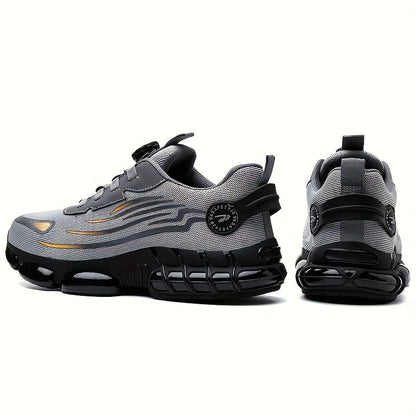 Chaussures de travail respirantes pour hommes – Chaussures de sécurité durables avec bandes réfléchissantes, semelle légère et amortissante pour l'industrie, la construction et un usage quotidien, disponibles en noir et gris, tailles US 6 à 11