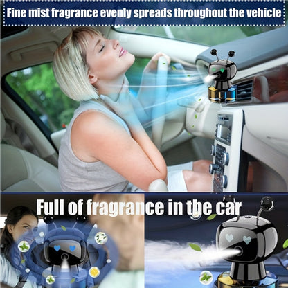 Désodorisant pour voiture robot intelligent, rechargeable par USB, pulvérisation automatique, écran d'expression IA, diffuseur de parfum automatique réglable sur 4 niveaux, décoration de voiture, cadeau