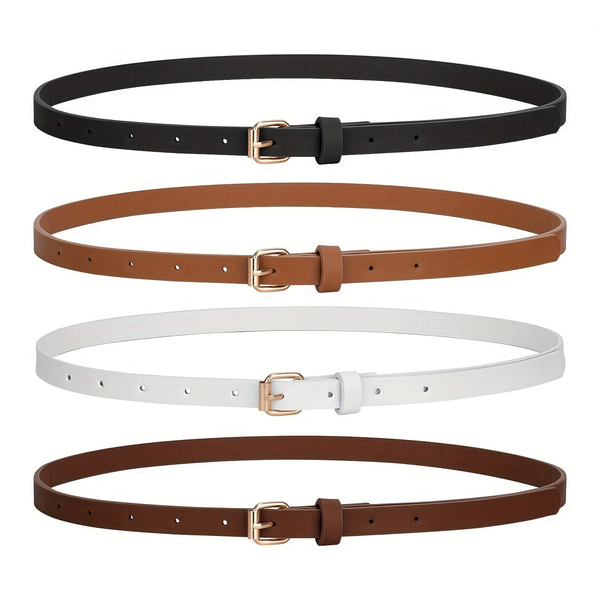 Ceinture fine pour femme en cuir synthétique, 4 styles, tailles S à 1XL, ceinture mode skinny pour robes, jeans, jupes, tenues décontractées et élégantes – Styles A B C D