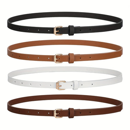 Ceinture fine pour femme en cuir synthétique, 4 styles, tailles S à 1XL, ceinture mode skinny pour robes, jeans, jupes, tenues décontractées et élégantes – Styles A B C D