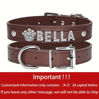 Collier pour chien en cuir PU personnalisé avec médaille - Collier d'identification personnalisé pour petits, moyens et grands chiens et chats XS S M L 8 couleurs, accessoire élégant pour animal de compagnie, cadeau, blanc, noir, rose, bleu, violet