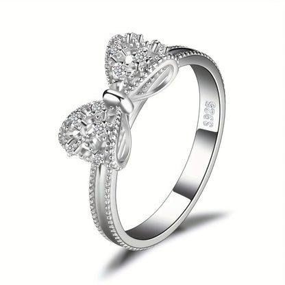 Bague nœud en argent sterling 925 pour femme – Design nœud en zircone cubique étincelant, disponible en finitions argent, or jaune et or rose, bijou délicat et hypoallergénique pour rendez-vous, usage quotidien et cadeaux, tailles 4-10