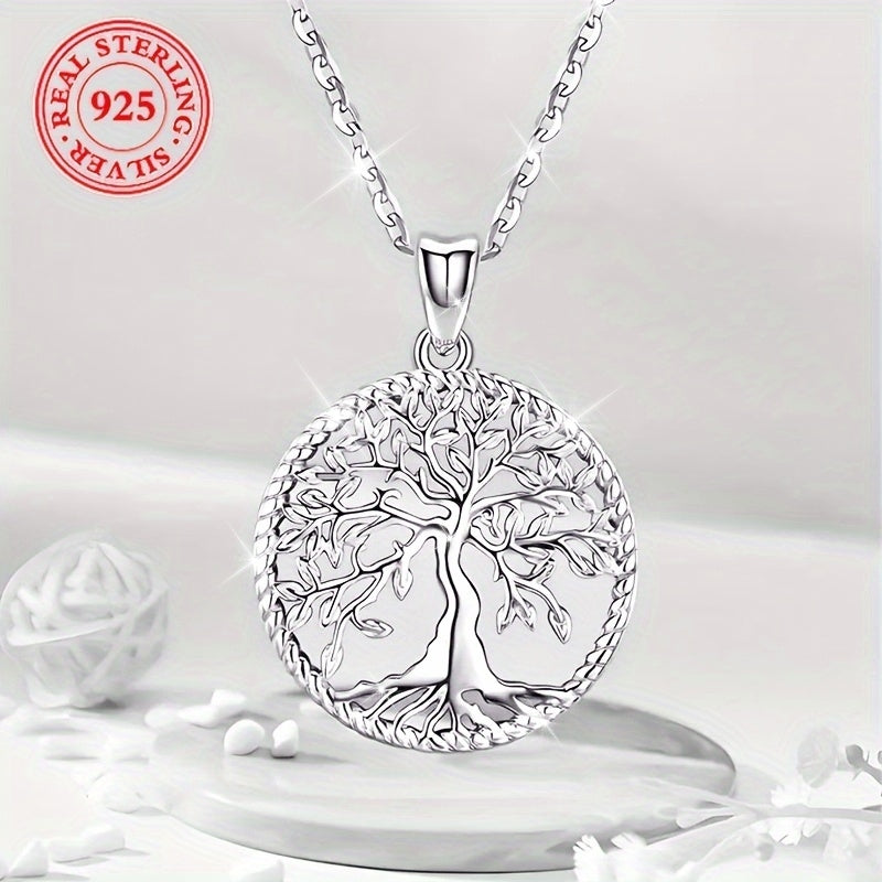 Collier pendentif Arbre de vie pour femme en argent sterling 925 – Style bohème vintage hypoallergénique, cadeau parfait pour elle, idéal pour les tenues décontractées et habillées