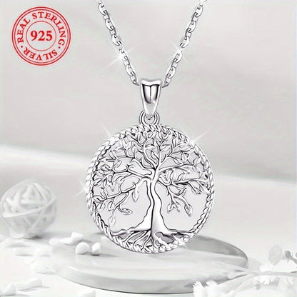 Collier pendentif Arbre de vie pour femme en argent sterling 925 – Style bohème vintage hypoallergénique, cadeau parfait pour elle, idéal pour les tenues décontractées et habillées