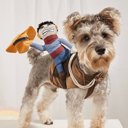 Costume de cowboy cavalier pour chien pour Halloween – Déguisement amusant et original pour golden retriever, caniche et chiens de taille moyenne à grande, tenue de fête d'Halloween pour chien