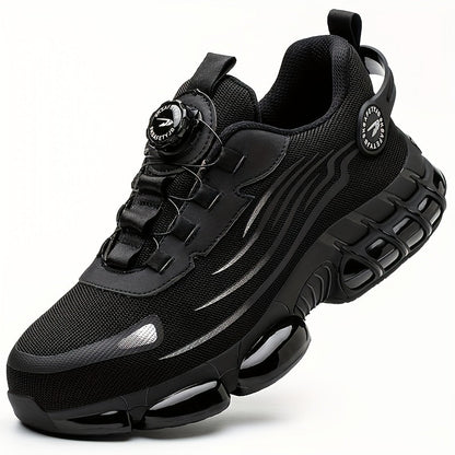 Chaussures de travail respirantes pour hommes – Chaussures de sécurité durables avec bandes réfléchissantes, semelle légère et amortissante pour l'industrie, la construction et un usage quotidien, disponibles en noir et gris, tailles US 6 à 11