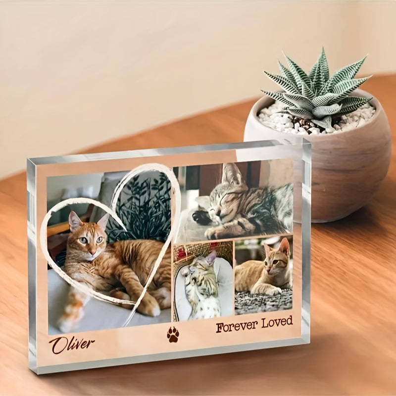 Plaque acrylique personnalisée pour animal de compagnie « Forever Loved » - Cadeau commémoratif personnalisé pour chien et chat, souvenir de deuil avec photo imprimée, cadeau attentionné pour propriétaires d'animaux endeuillés