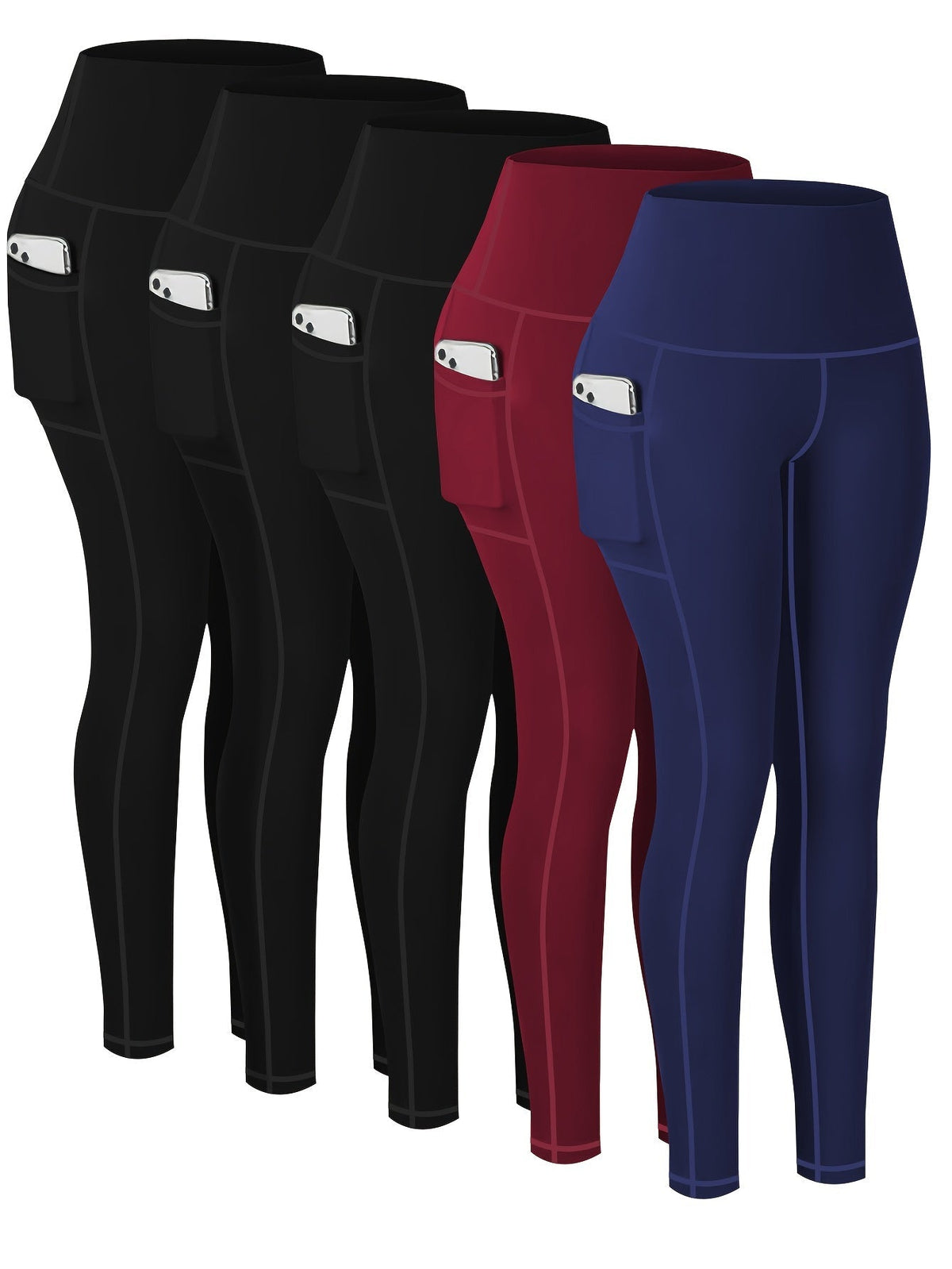 Lot de 5 pantalons de yoga de compression à motifs pour femmes – Leggings de fitness 7/8, coupe cheville, à motifs léopard, camouflage et unis, bas de survêtement de sport taille haute pour la gym, S-XXL