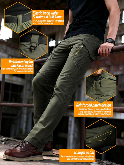 Pantalon cargo tactique IX9 pour homme coupe ajustée – Respirant, séchage rapide, résistant aux déchirures, multi-poches, coupe 3D, pantalon de travail extérieur pour randonnée, camping, escalade, pêche S-XXXL