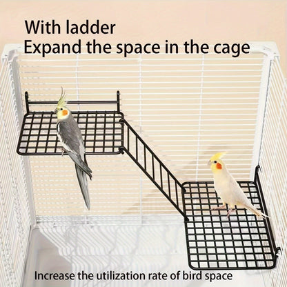 Échelle d'escalade en métal pour oiseaux - Perchoir balançoire avec clochette pour perruches, calopsittes, inséparables et petits oiseaux - Acier durable, installation facile, accessoire de cage pour l'enrichissement des oiseaux