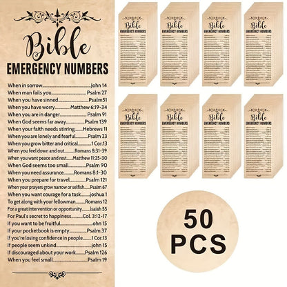Lot de 50 marque-pages bibliques – Marque-pages en papier kraft avec versets inspirants pour l'église, fournitures d'école du dimanche, école biblique de vacances, cadeaux religieux et petits cadeaux de Noël chrétiens