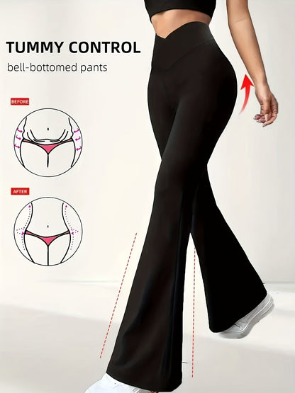 Pantalon évasé gainant pour femme, pantalon taille haute, pantalon de yoga à jambes larges et effet amincissant, pantalon bootcut extensible, S-XXL