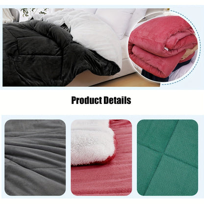 Couette toutes saisons – Douce et épaisse, piquage en damier, couleur unie, ultra-respirante, lavable en machine, pour l'automne, l'hiver et le printemps, tailles simple, double, grand lit et très grand lit