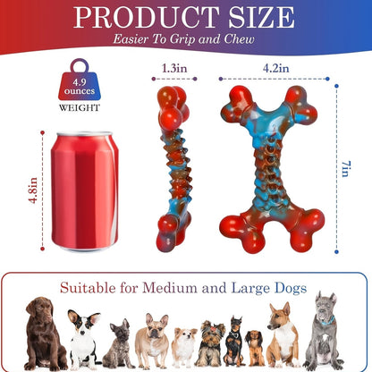 Jouets à mâcher ultra-résistants pour chiens destructeurs - Os en nylon indestructible pour grandes et moyennes races, jouet de dentition pour chiot, arômes bœuf et beurre de cacahuète, occupe les chiens
