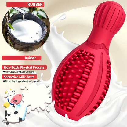 Jouet à mâcher interactif pour chien avec distributeur de nourriture et mangeoire lente – Jouet puzzle durable en caoutchouc pour le nettoyage des dents, jouet de dressage couineur pour chiens de petites, moyennes et grandes races