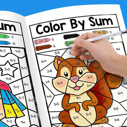 Livre de coloriage par numéro pour enfants - Livre de coloriage avec exercices d'addition et de soustraction, kit créatif d'apprentissage du dessin, cahier d'exercices éducatif et ludique pour garçons et filles de 3 à 8 ans