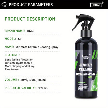 Spray de revêtement céramique pour voiture – Protection de peinture haute brillance et agent de renouvellement de revêtement, spray de protection céramique multifonctionnel à action rapide pour peinture, vitres et garnitures de voitures, camions et SUV