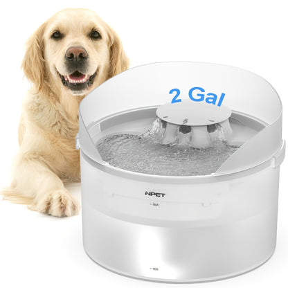 Fontaine à eau pour grands chiens 5L & 8L avec triple système de filtration, abreuvoir automatique pour animaux avec protection anti-éclaboussures et kit de nettoyage pour grands chiens et foyers multi-animaux – Pompe silencieuse, sans pile nécessaire