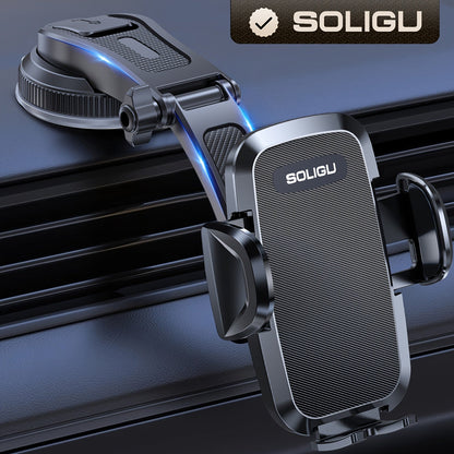Support de téléphone universel pour voiture, fixation tableau de bord rotative à 360° – Berceau rétractable compatible avec tous les téléphones iPhone Samsung, vision réglable horizontale et verticale, support de téléphone sécurisé pour voiture