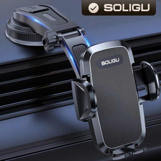 Universal Car Phone Holder 360° Rotatable Dashboard Mount – Retractable Cradle Fits All Phones iPhone Samsung, Adjustable Horizontal & Vertical Viewing, Secure Grip Car Phone Mount