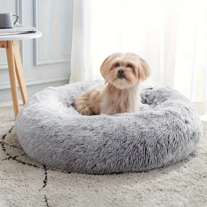 Panier rond pour chien et chat, coussin apaisant en fausse fourrure douce - tapis de caisse chaud et moelleux pour chiens et chats de petite, moyenne et grande taille, plusieurs tailles de 38 à 79 cm
