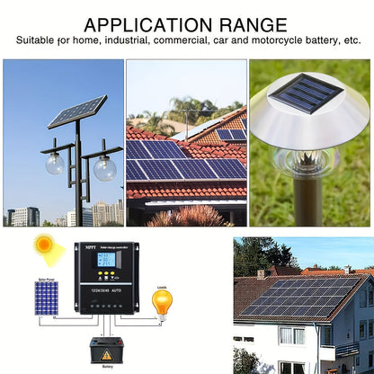 Contrôleur de charge solaire MPPT 100 A avec écran LCD et suivi automatique – Compatible avec les batteries au plomb, au lithium et LiFePO4, pour systèmes solaires hors réseau, camping-cars, bateaux et maisons