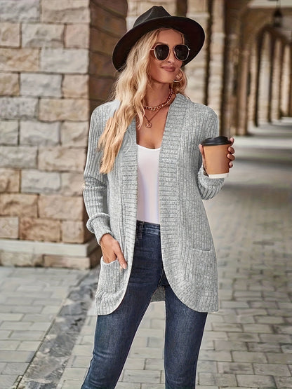 Women's Loose Casual Long Sleeve Blouse Solid Color Pocket Splicing Relaxed Fit Top 10 Colors S-XXL Spring Fall Everyday Wear