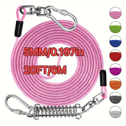 Laisse pour chien ultra-résistante de 1,8, 3, 4,5, 9, 15, 23 ou 30 mètres, câble d'attache d'entraînement pour grands chiens jusqu'à 225 kg, corde de course durable et résistante aux morsures pour le jardin